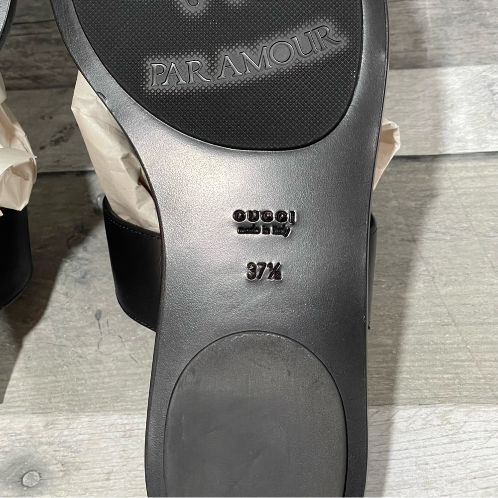 Gucci Leather thong sandal with Double G - Black - Sz - 7.5 US / 37.5 EU - Picture 11 of 12